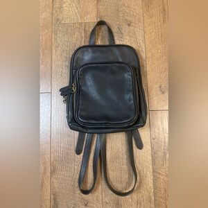 Margot Black Leather Backpack Purse